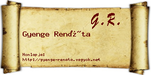Gyenge Renáta névjegykártya